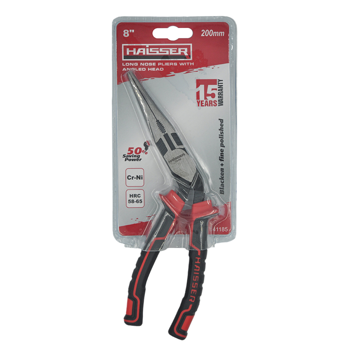 Довгогубці 200мм вигнуті Cr-Ni Blacken Polished 50% SAVE POWER 41185 Haisser