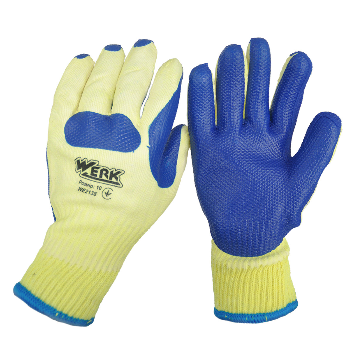 Перчатки с синим латексным покрытием Werk WE2138