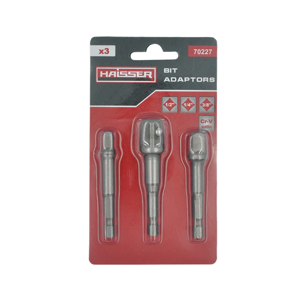 Набір перехідників для торцевих головок Haisser PROFI 1/4", 3/8", 1/2" 3 шт