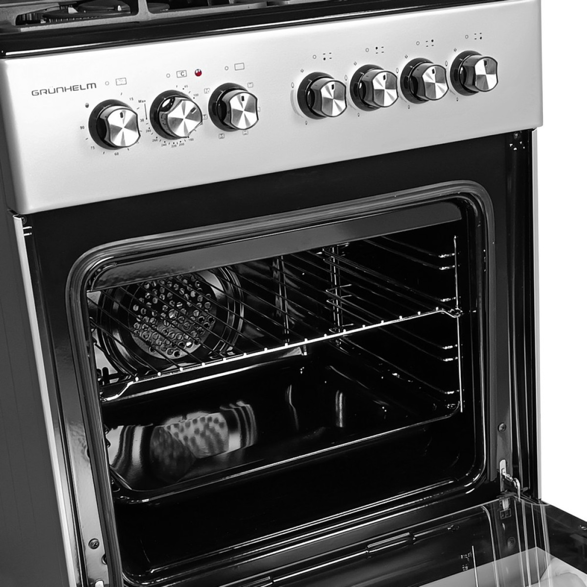 Плита газоелектрична Grunhelm F661234GB сіро-чорна