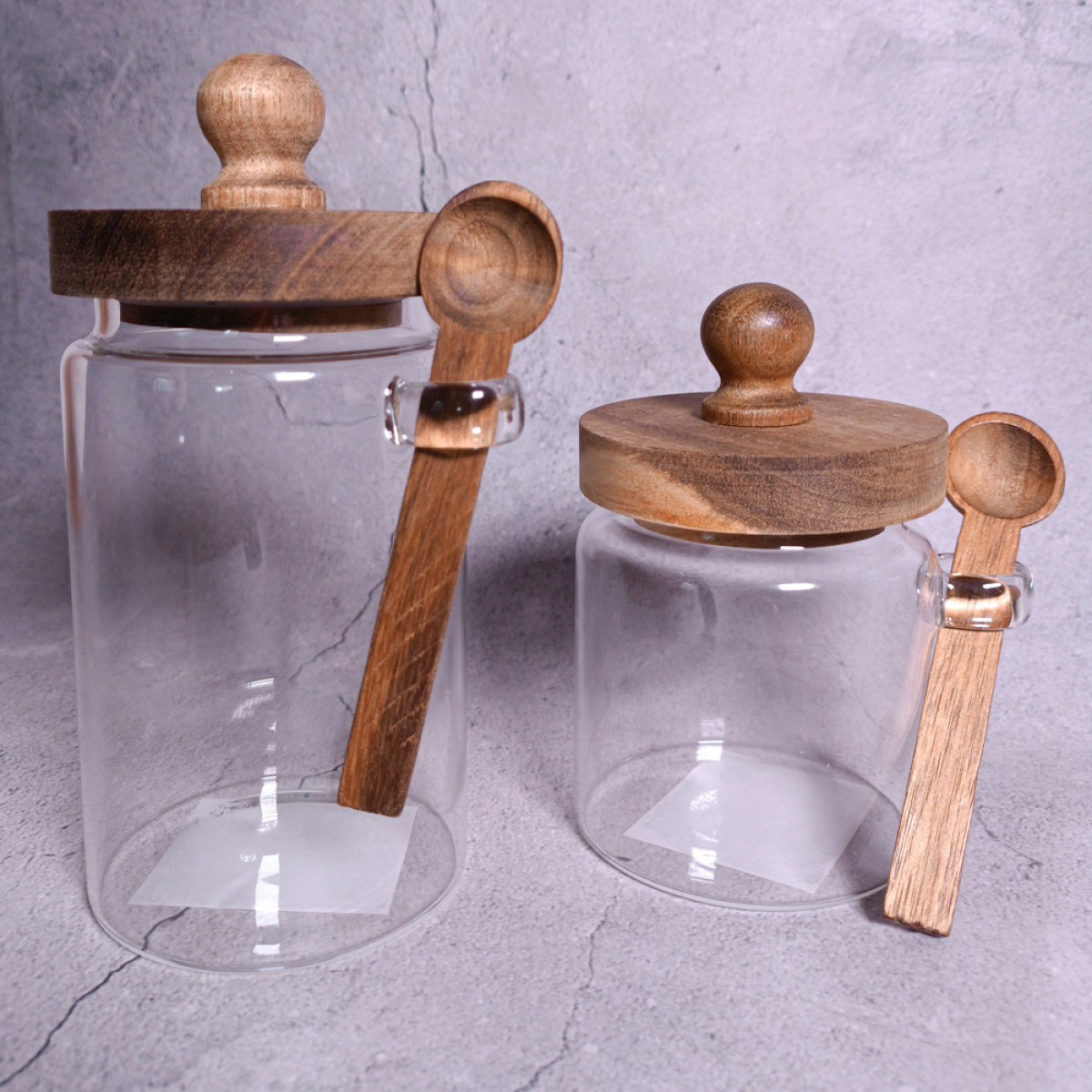 Ємність скляна з дерев'яною кришкою та ложкою VT-9247 Vittora 470 мл