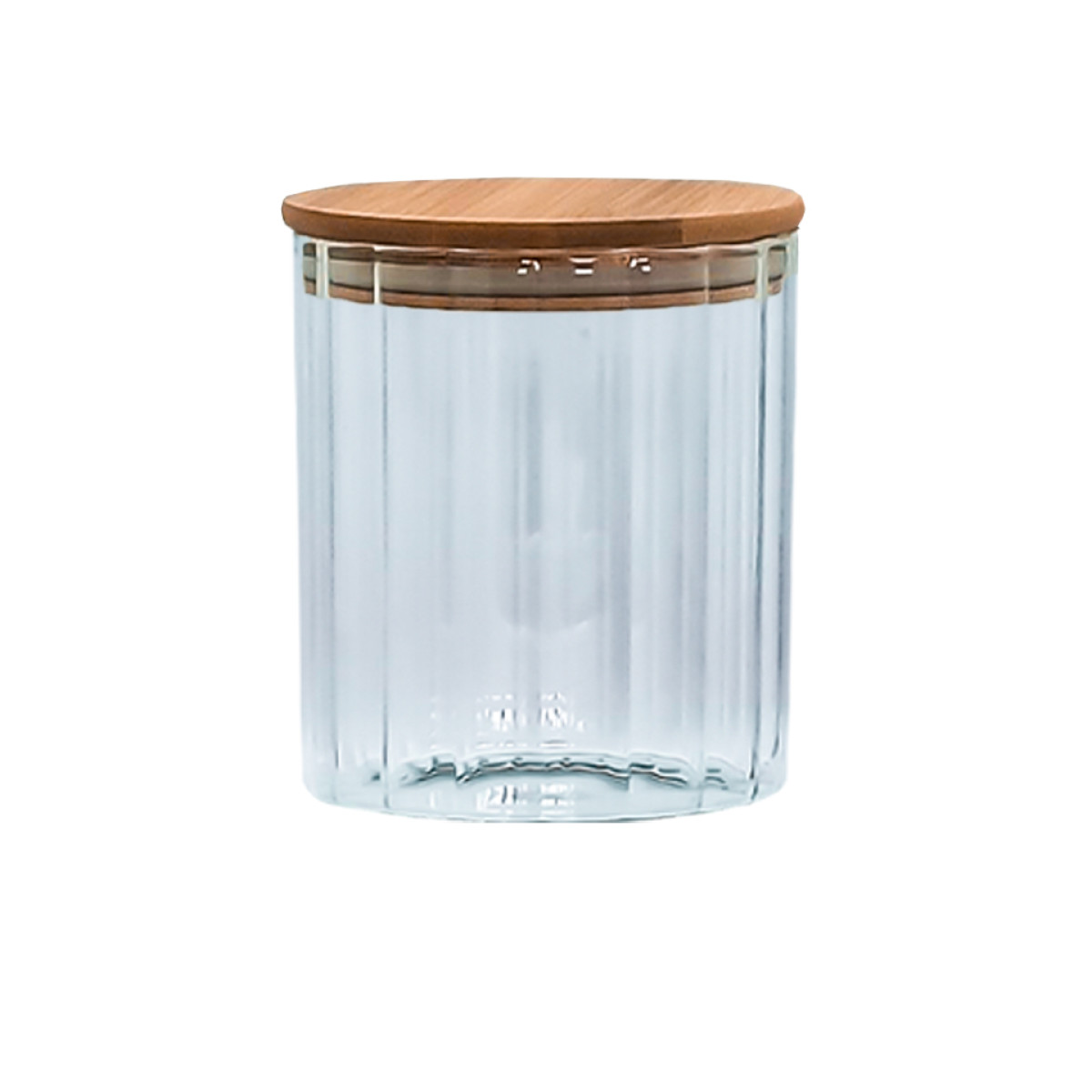 Ємність скляна з дерев'яною кришкою (кругла смугаста) VT-7607 Vittora 700 мл