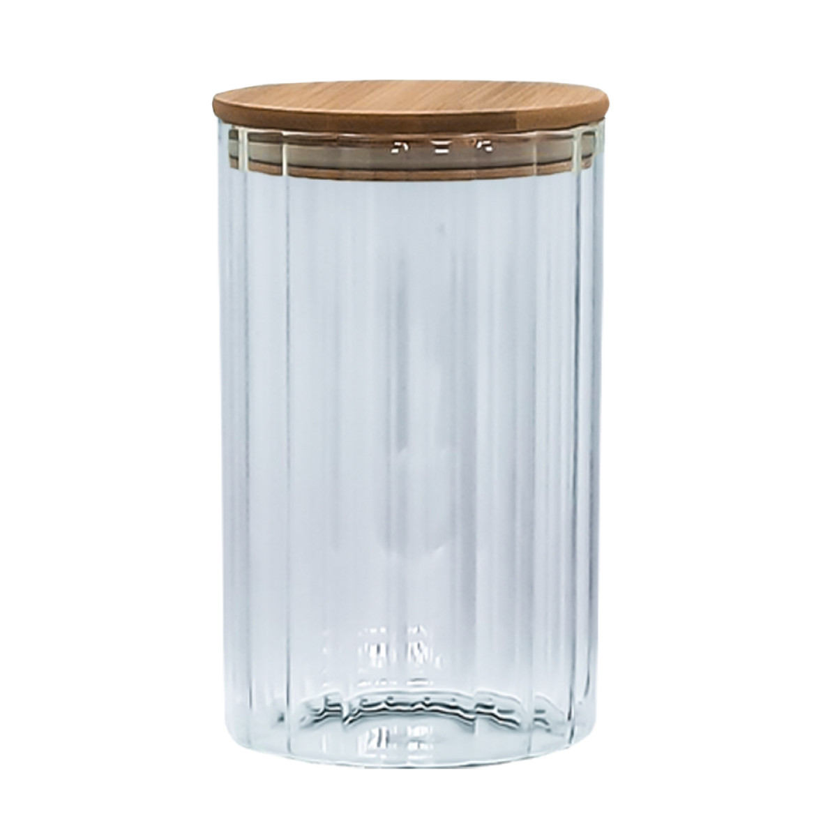 Ємність скляна з дерев'яною кришкою (кругла смугаста) VT-7611 Vittora 1100 мл