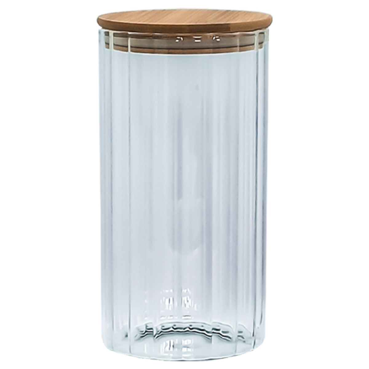 Ємність скляна з дерев'яною кришкою (кругла смугаста) VT-7613 Vittora 1300 мл