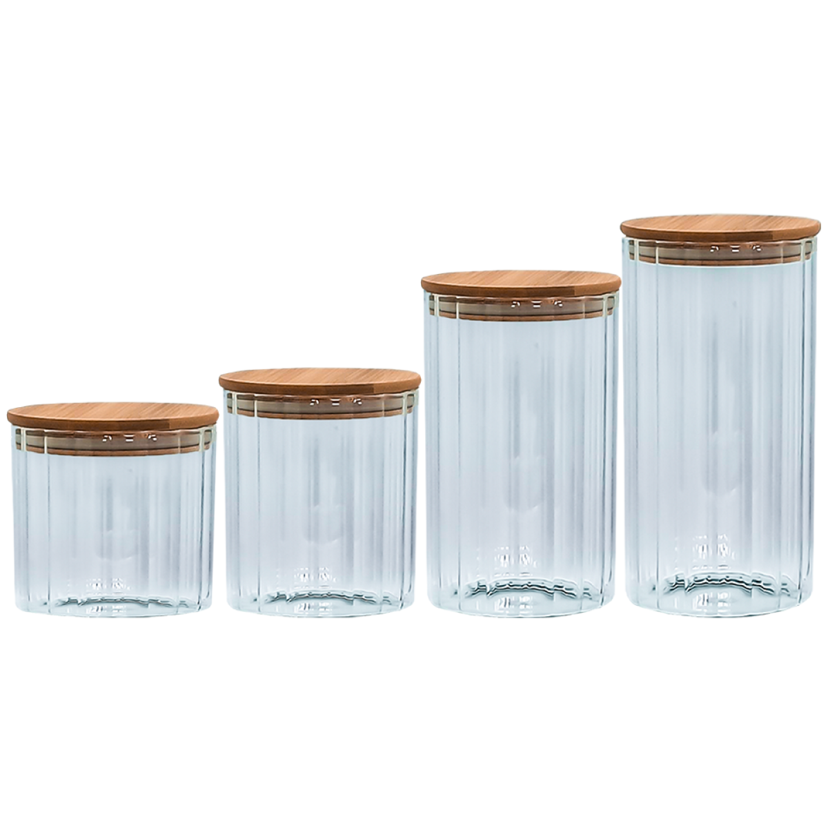 Ємність скляна з дерев'яною кришкою (кругла смугаста) VT-7613 Vittora 1300 мл