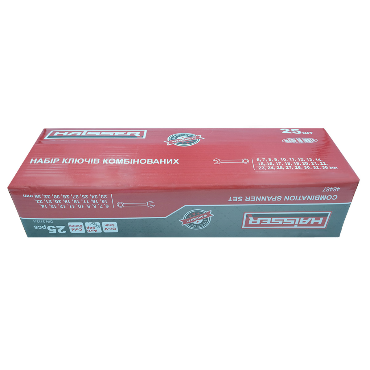 Набір ключів комбінованих COLD STAMPED CRV із 25 од. SATINE, Haisser 48487