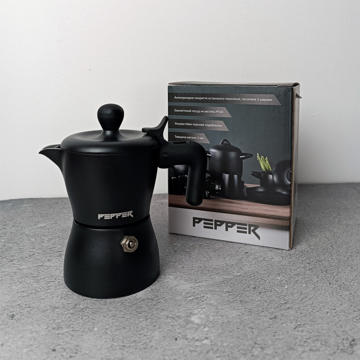 Гейзерна кавоварка PR-2241 Чорна Перлина 50мл. PEPPER