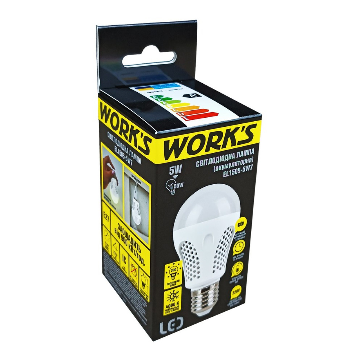 Лампа аварійна акумуляторна LED EL1505-5W7 WORK'S
