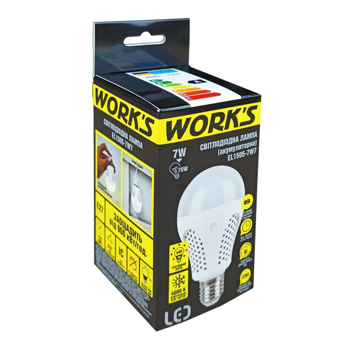 Лампа аварійна акумуляторна LED EL1505-7W7 WORK'S