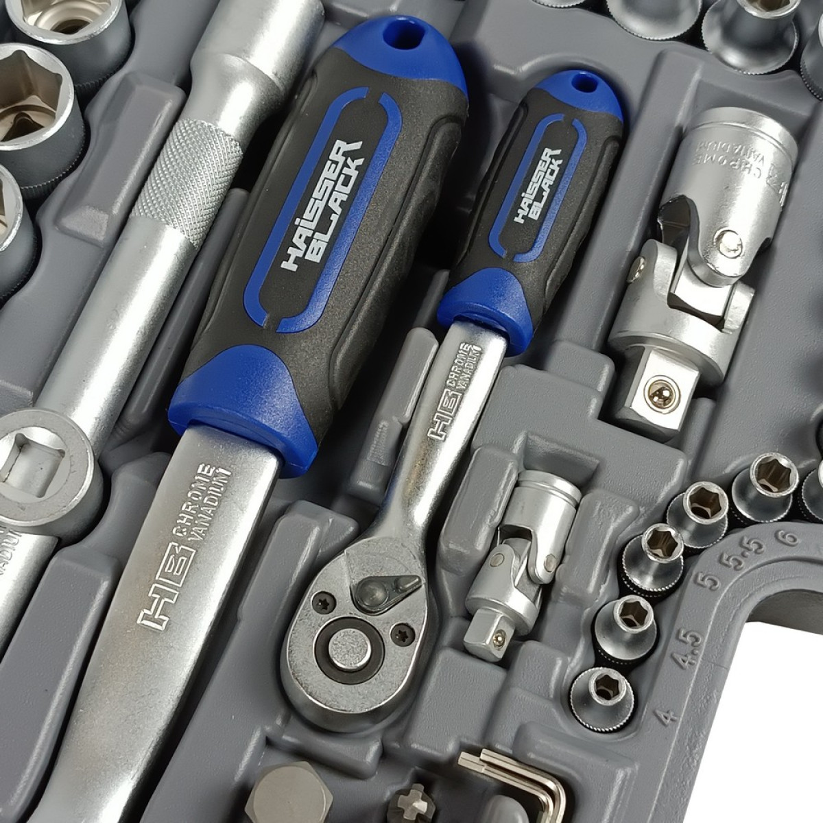 Набір інструментів професійний 1/4" і 1/2" 108 од. Haisser BLACK 70255