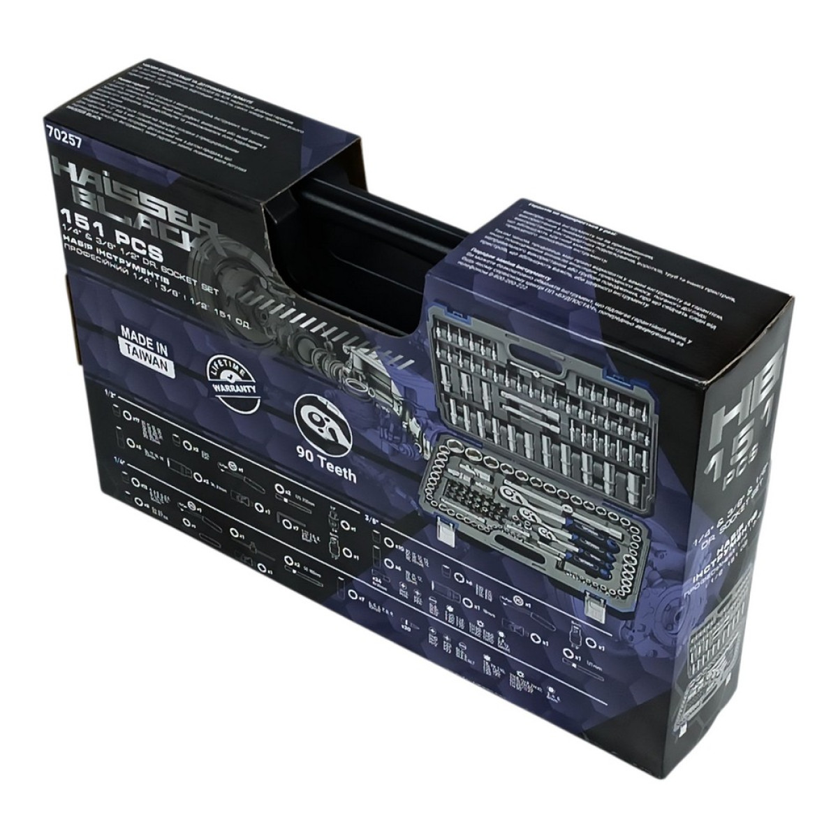 Набір інструментів професійний 1/4" і 3/8" і 1/2" 151 од. Haisser BLACK 70257