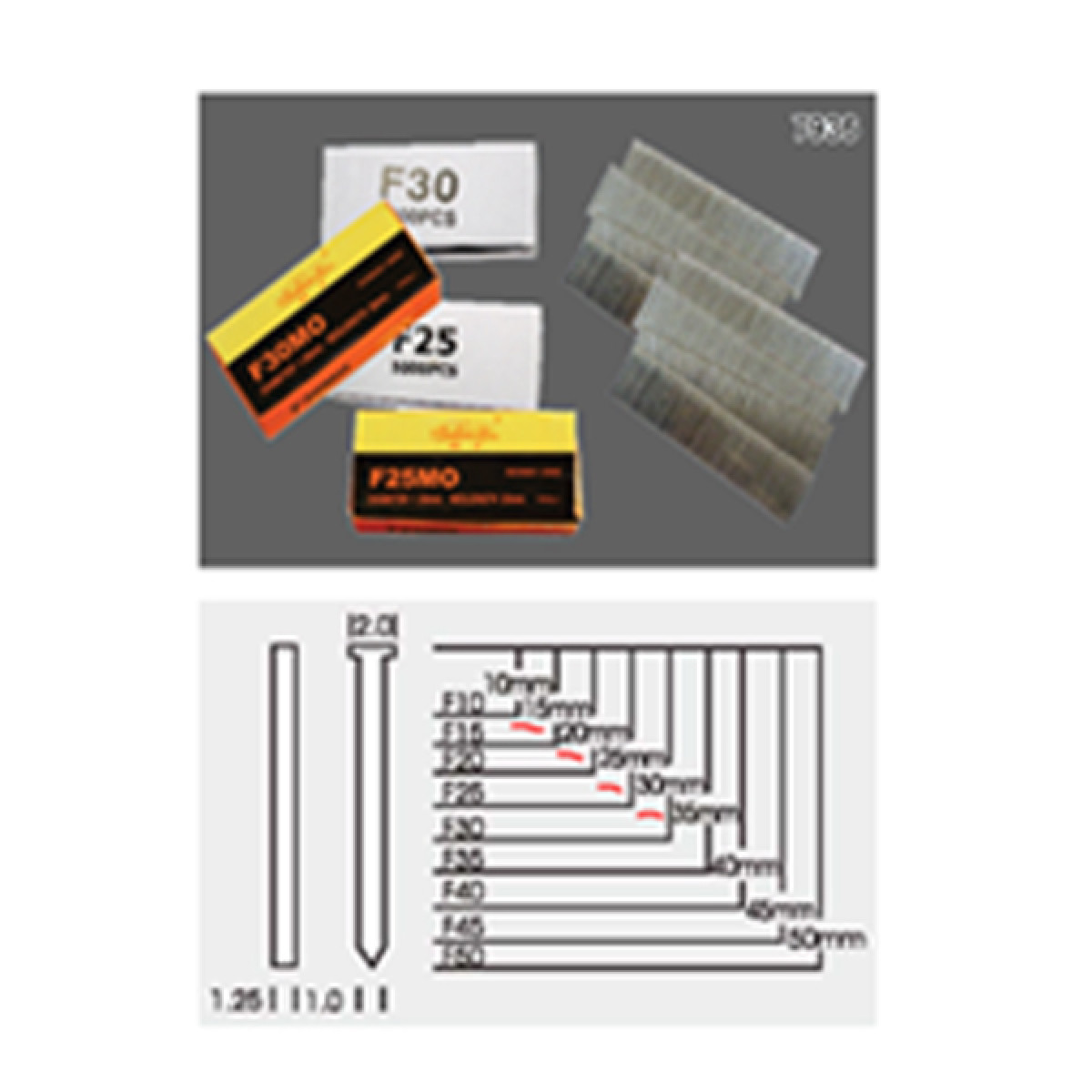 Гвозди для пневмостеплера (F15), 1.0×15.0 мм, 5000 шт Сталь 62132