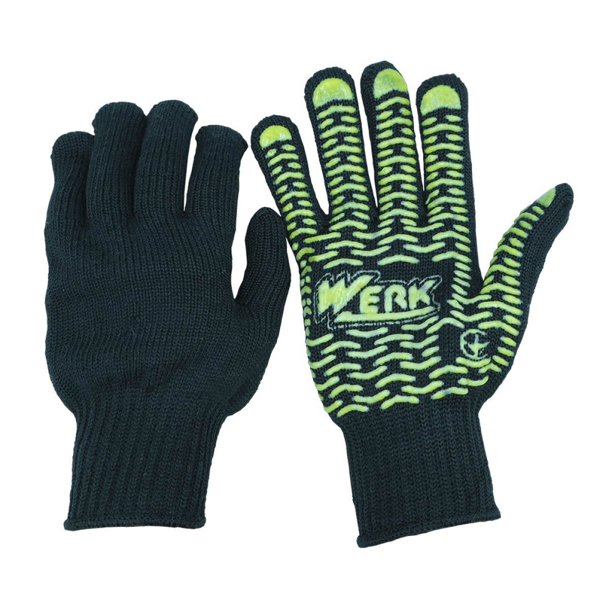 Рукавички ХБ чорні, жовтий ПВХ Werk WE2165