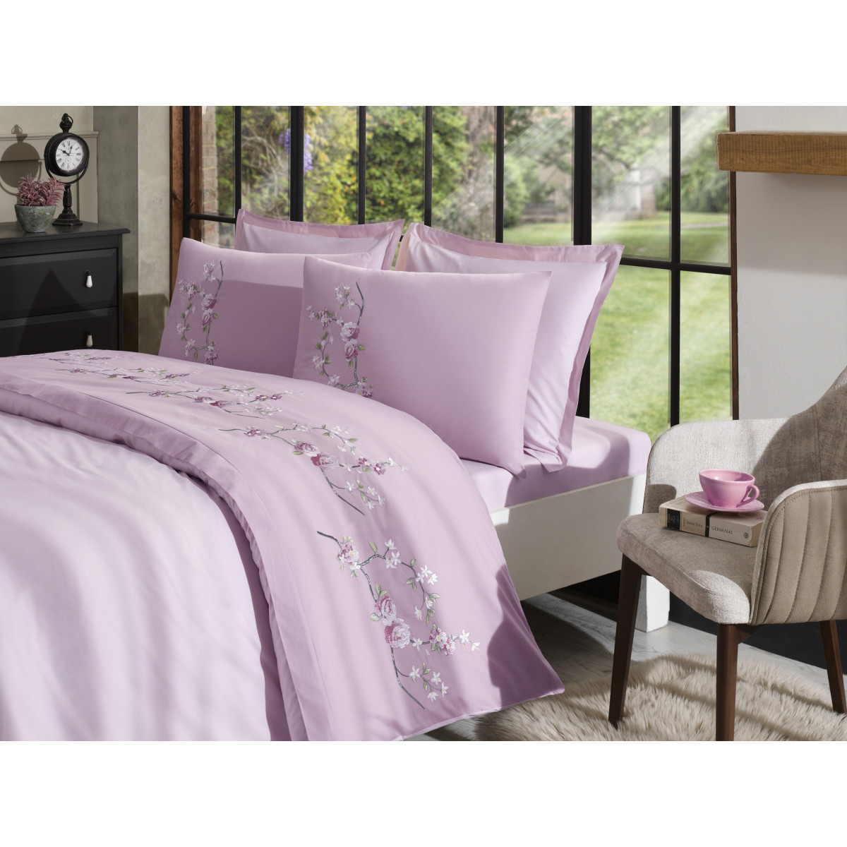 Комплект постільної білизни CK BOUTIQUE PEMBE FLOREST рожевий, євро OZDILEK