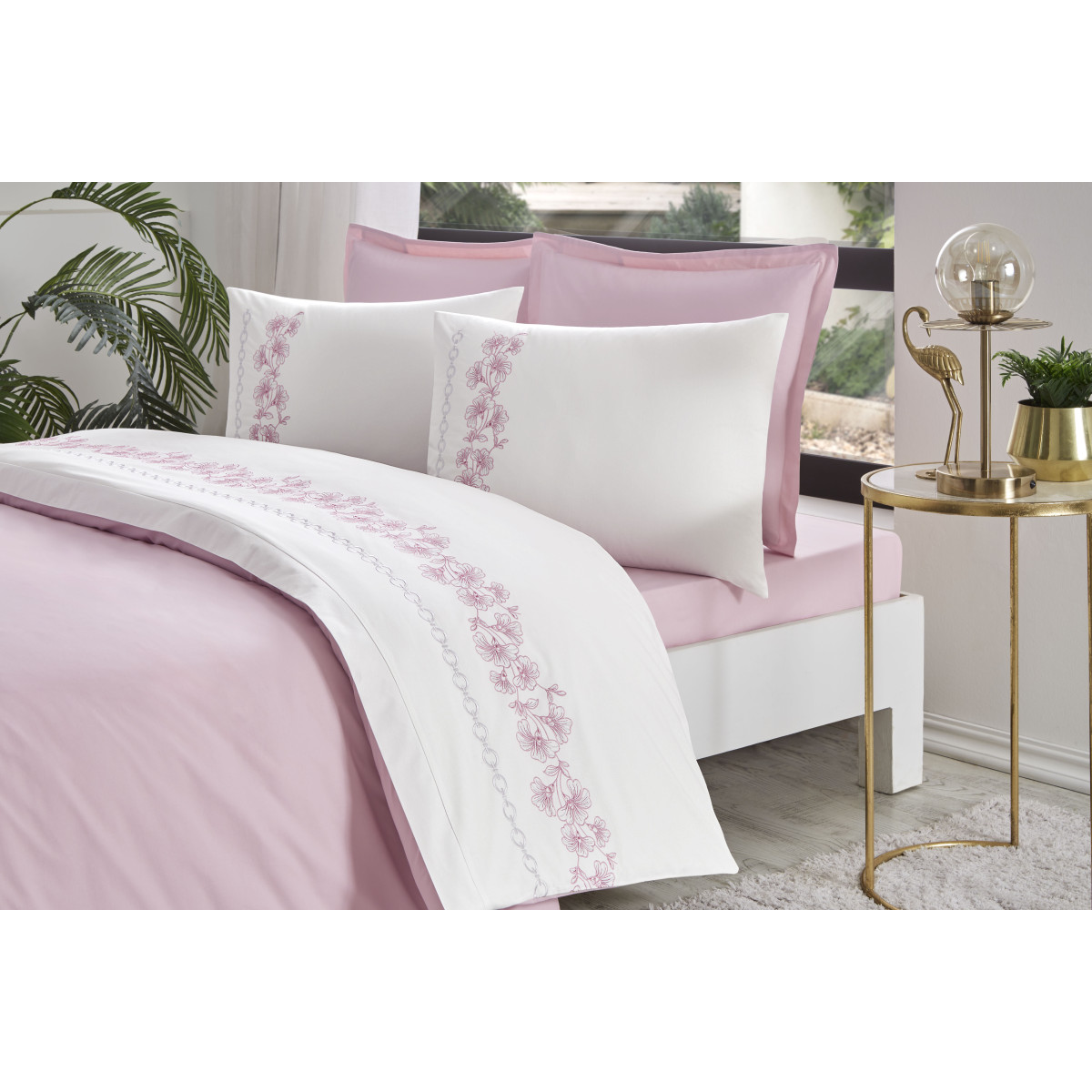 Комплект постельного белья CK BOUTIQUE PEMBE PETRA розовый, евро OZDILEK