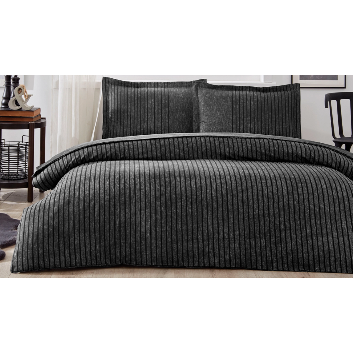 Комплект постільної білизни FITTED KING ANTRASIT NOIR, євро на резинці OZDILEK