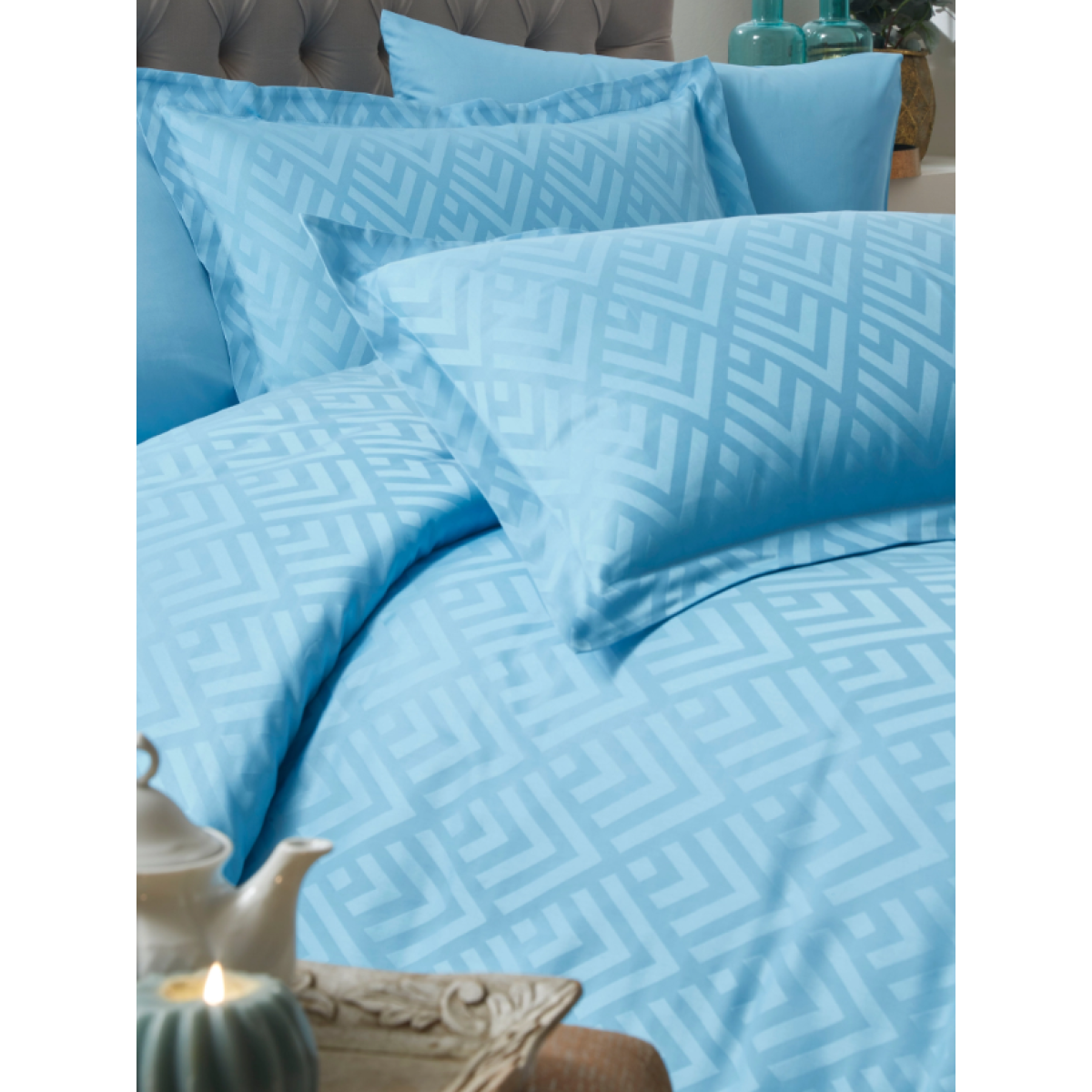 Комплект постільної білизни CK JAKAR AQUA GEOMETRIK, євро OZDILEK