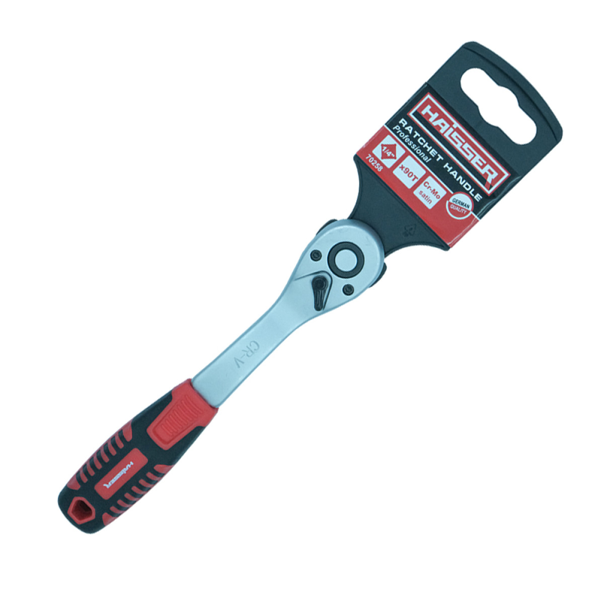 Ручка-трещотка 1/4" 90 зубцов Haisser 70258