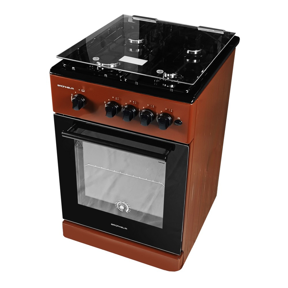 Плита газова Grunhelm G4FG5612BRB Коричнево-чорна