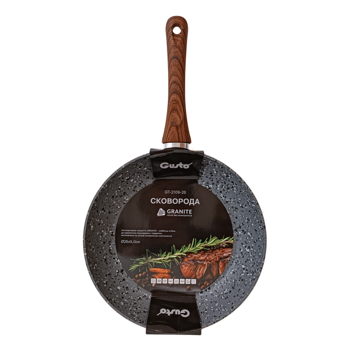 Сковорода GT-2109-24 покриття GRANITE 24x4.8 см Gusto