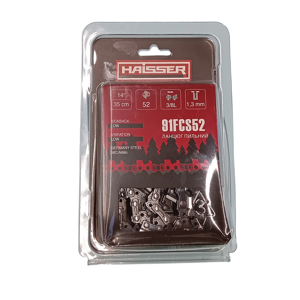 Ланцюг - 91FCS52 52 лан 1,3 мм (0,50'') крок 3/8'' Haisser Блістер