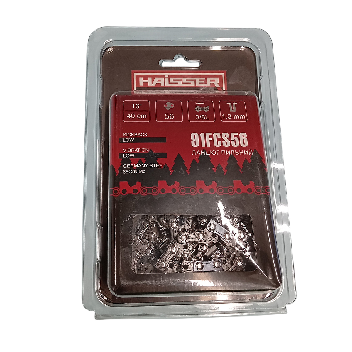Ланцюг - 91FCS56 56 лан 1,3 мм (0,50'') крок 3/8'' Haisser Блістер