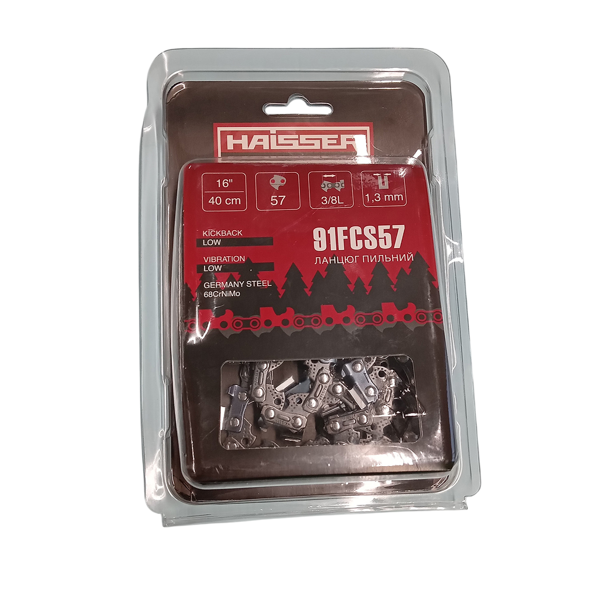 Ланцюг - 91FCS57 57 лан 1,3 мм (0,50'') крок 3/8'' Haisser Блістер