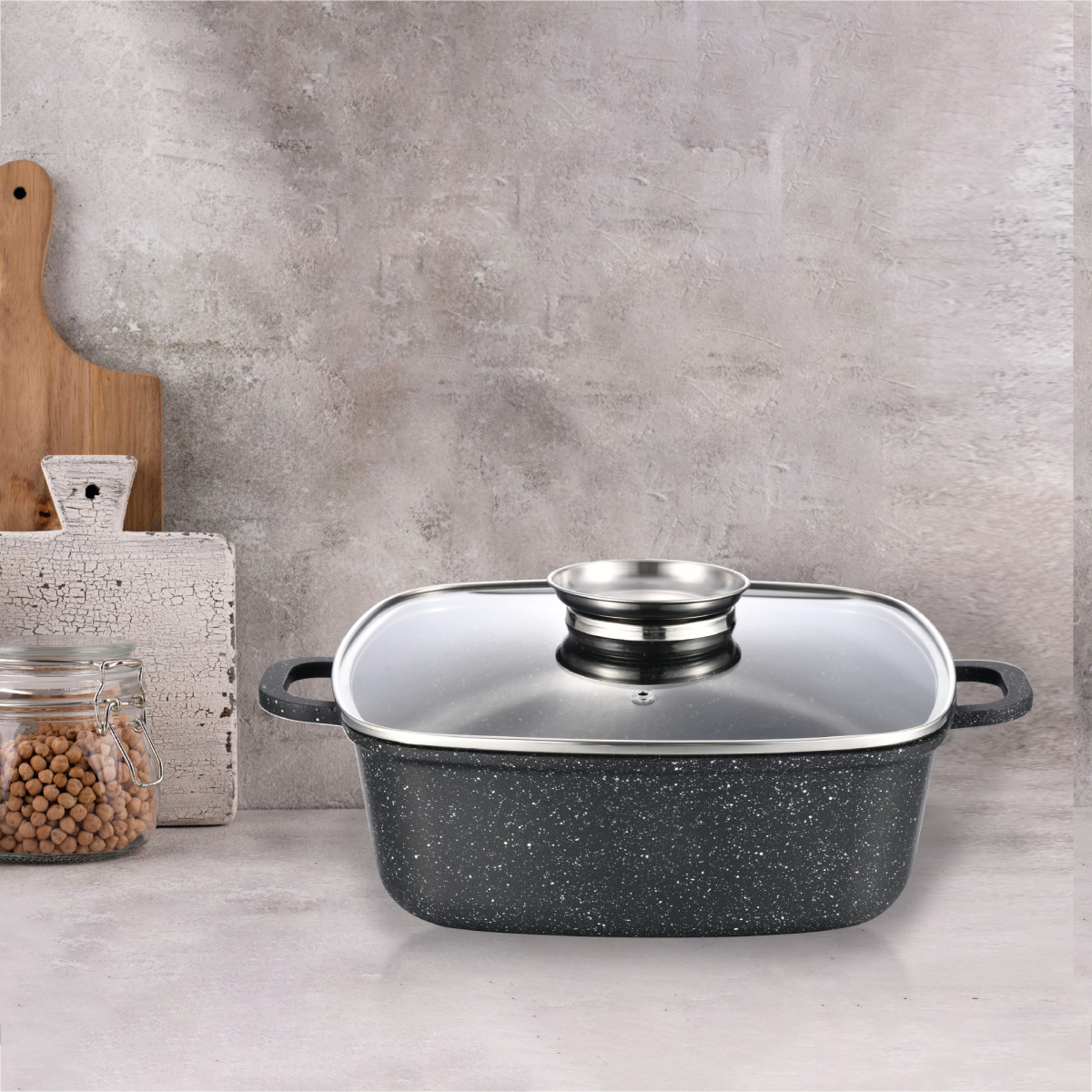 Каструля квадратна GT-2504-22 покриття MARBLE (22x9,5cм) 3,5л Gusto