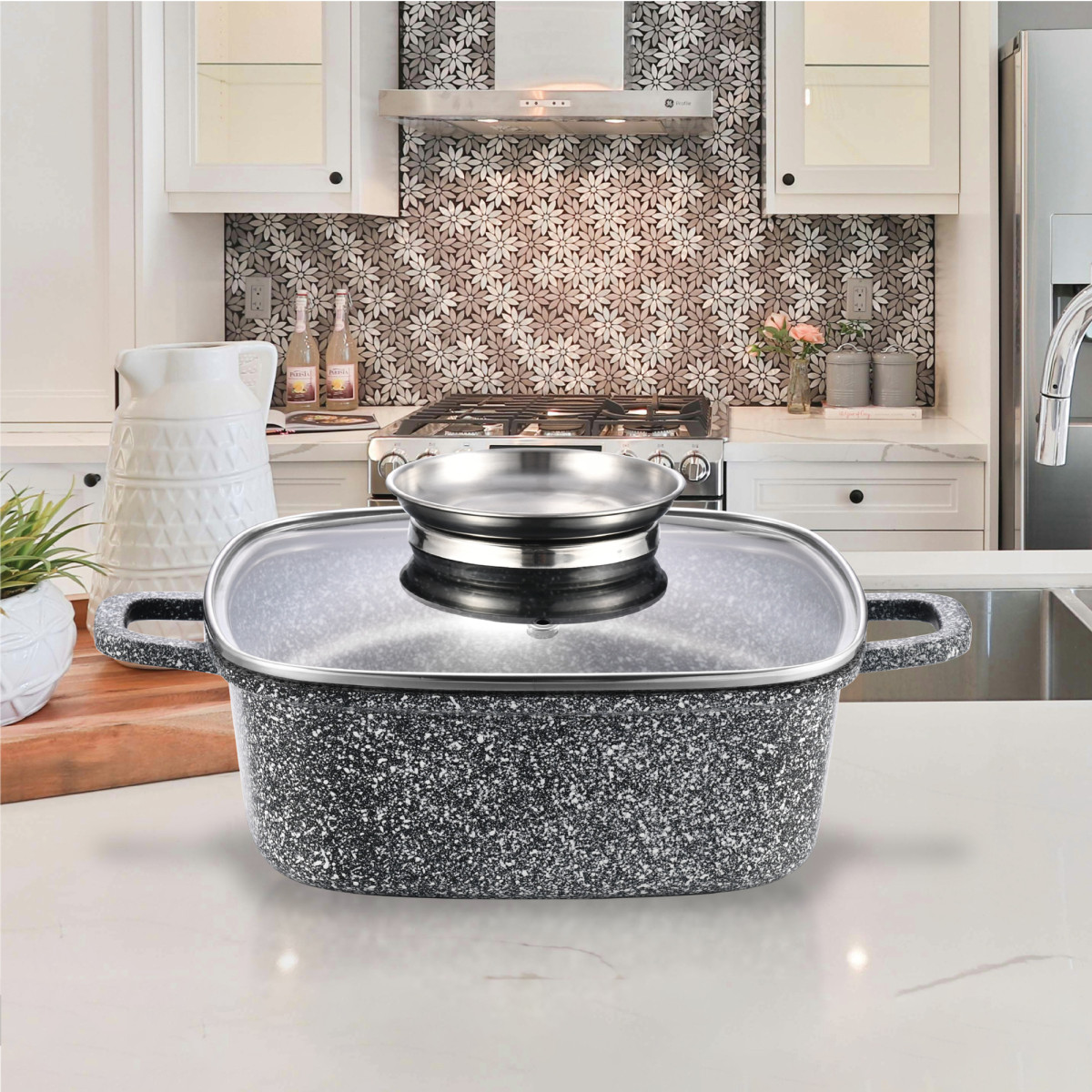 Каструля квадратна GT-2704-24 покриття CERAMIC SNOW (24x10cм) 4,4л Gusto