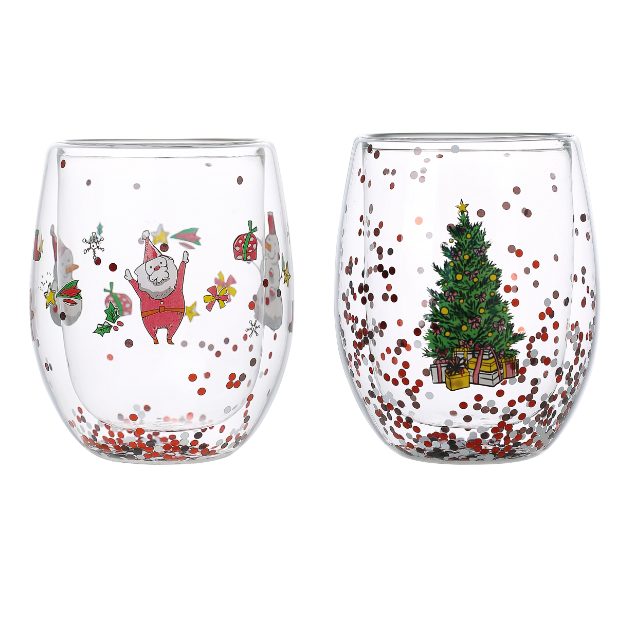 Набор стаканов VT-5415-350 Зимние развлечения с двойным дном 2шт. 350мл Vittora