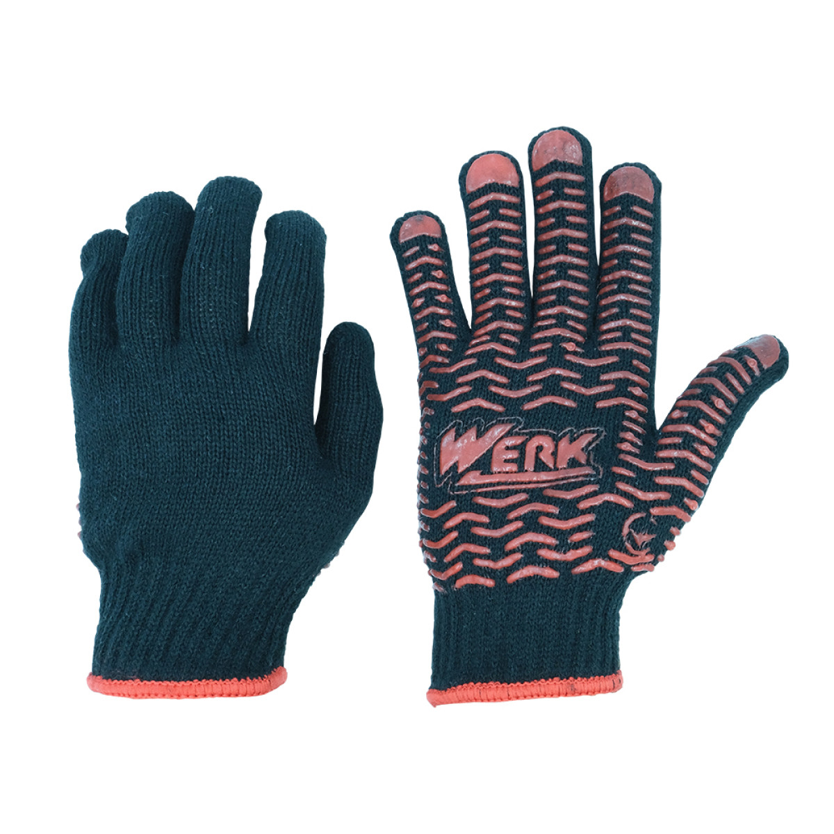 Перчатки ХБ черные, красный ПВХ Werk WE2167