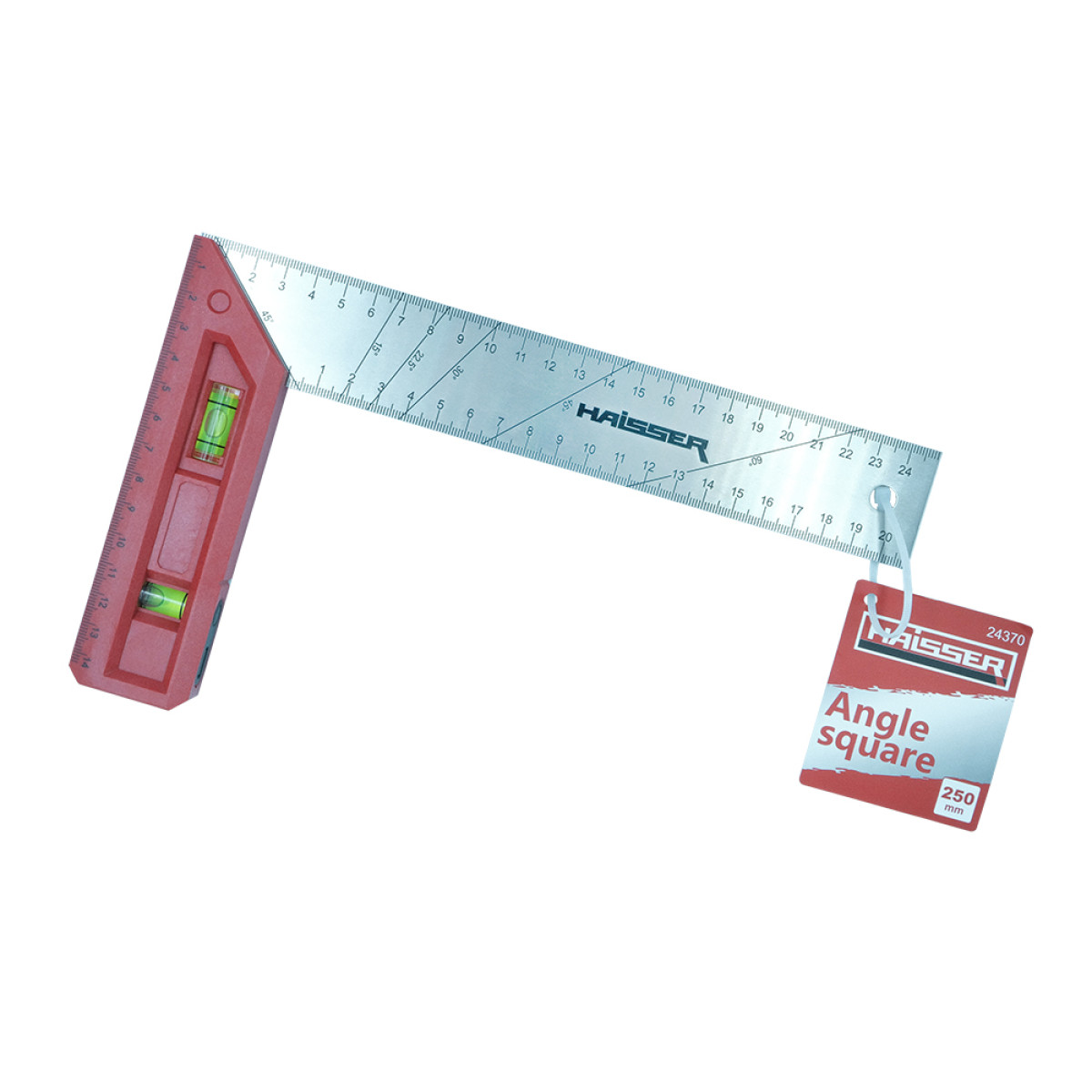 Угольник строительный с уровнем 250 мм Haisser 24370