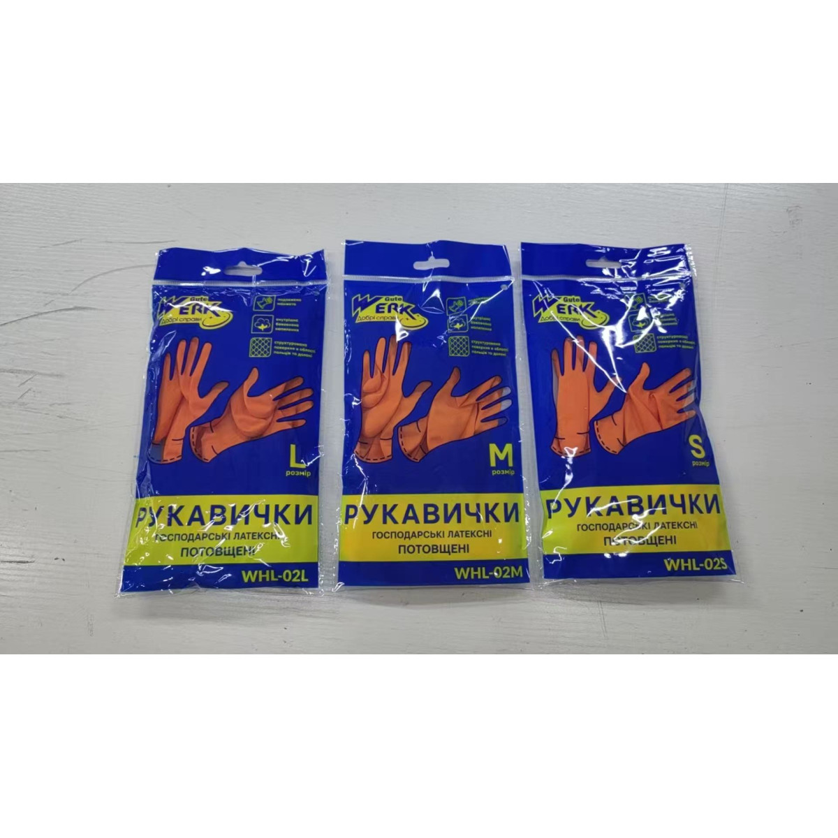 Рукавички господарські латексні потовщені WHL-02S, розмір S Werk