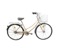 Велосипед FORTE CRYSTAL алюм. р 17" к 26" бежевий  + корзинка