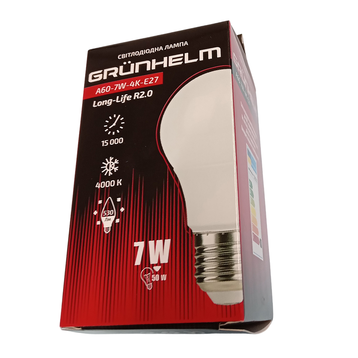 Лампа LED - A60-7W-4K-E27 Long-Life R2.0 Grunhelm