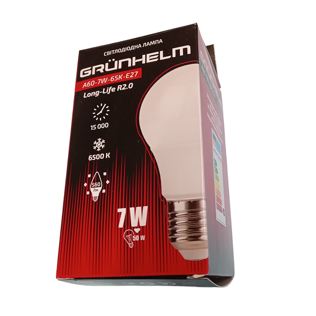 Лампа LED - A60-7W-65K-E27 Long-Life R2.0 Grunhelm