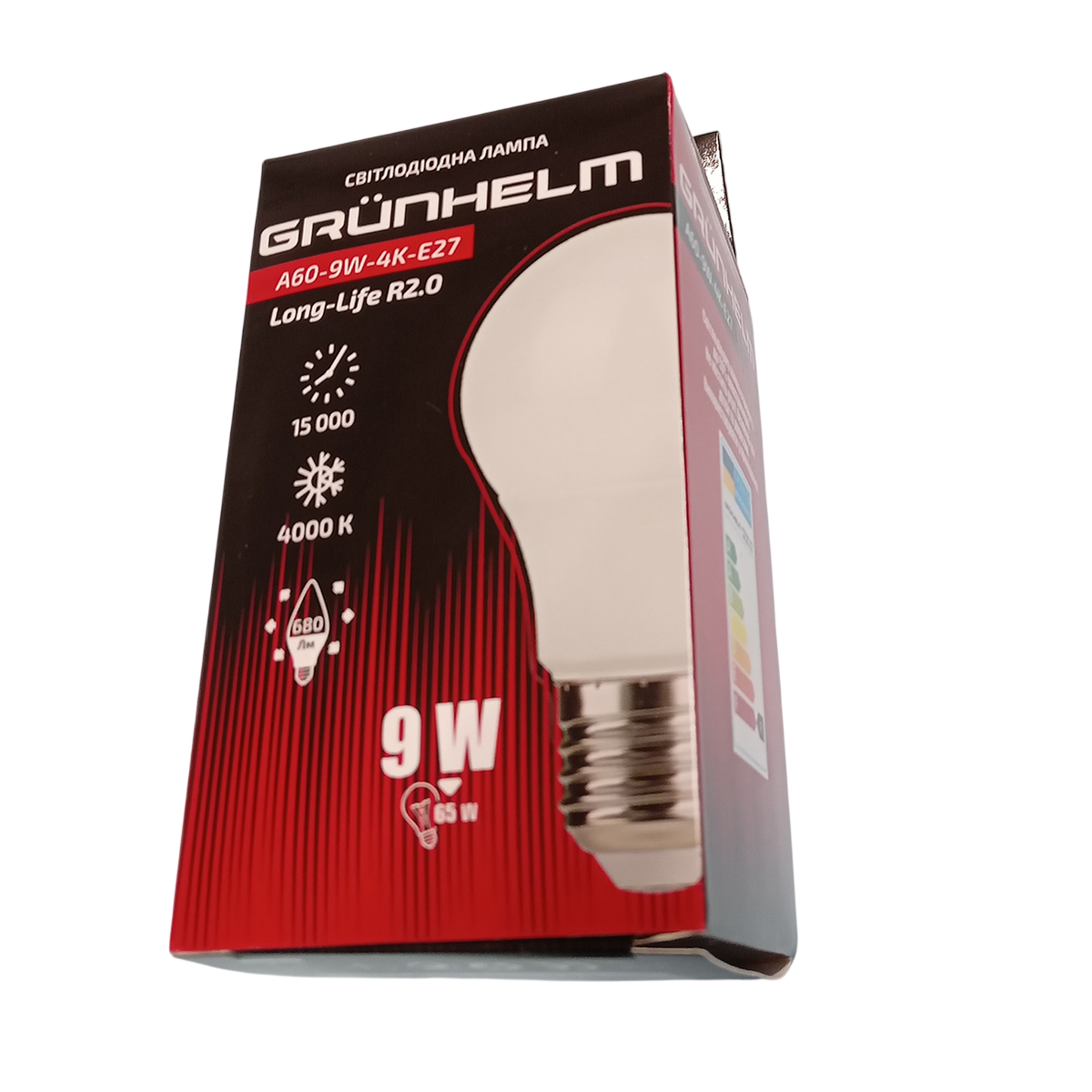 Лампа LED - A60-9W-4K-E27 Long-Life R2.0 Grunhelm