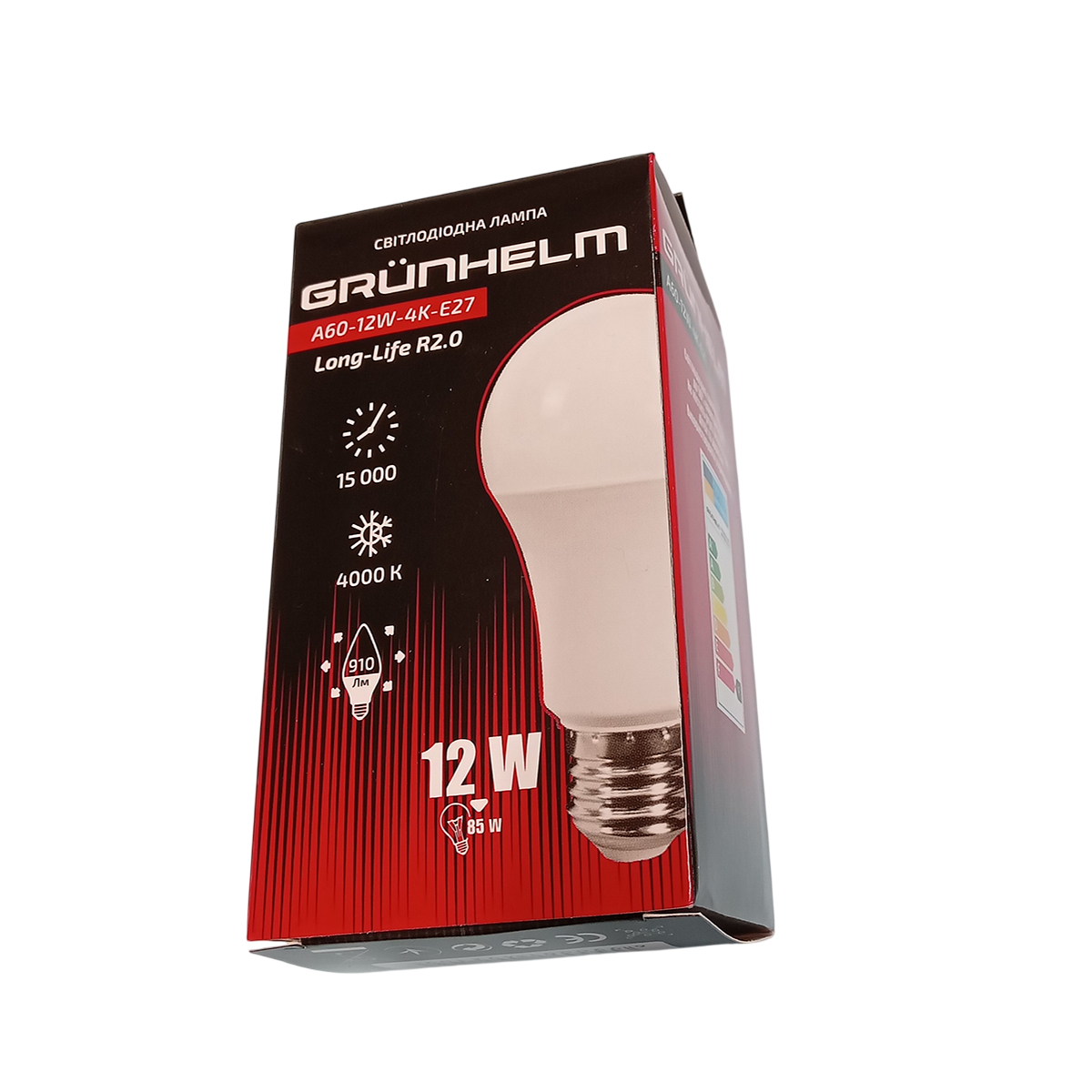 Лампа LED - A60-12W-4K-E27 Long-Life R2.0 Grunhelm