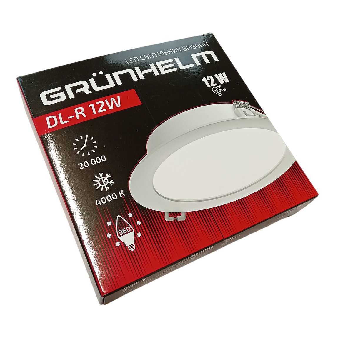 Cвітильник LED круглий врізний - DL-R 12W 145х29.5 мм Grunhelm