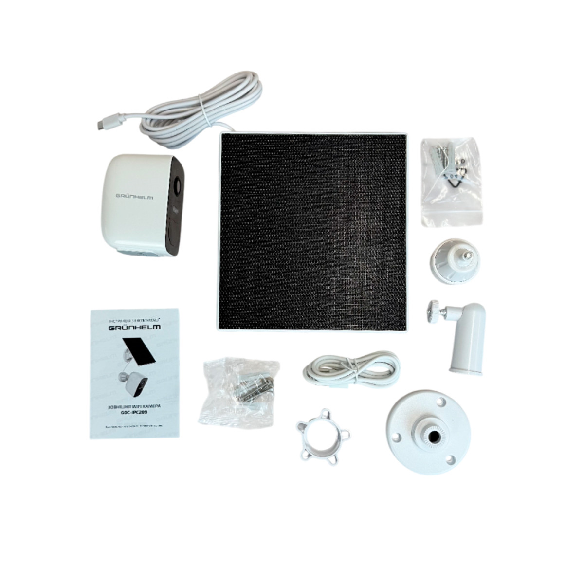 Зовнішня WiFi камера GOC-IPC209 із сонячною панеллю Grunhelm