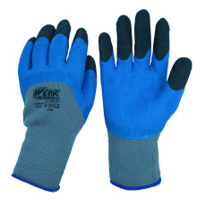 Перчатки ПЭ, синее латексное покрытие, усиленные утепленные пальцы с подвеской Werk WE2174H