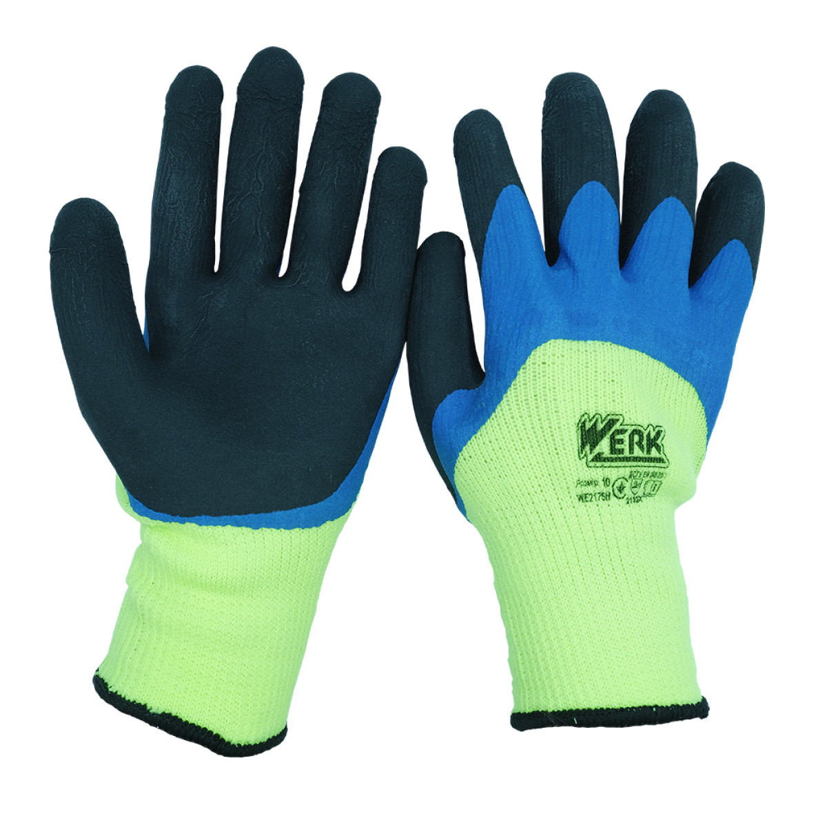 Рукавички ПЕ, синє латексне покриття, посилена долоня утеплені Werk WE2175H