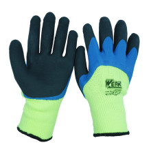 Перчатки ПЭ, синее латексное покрытие, усиленная утепленная ладонь Werk WE2175H