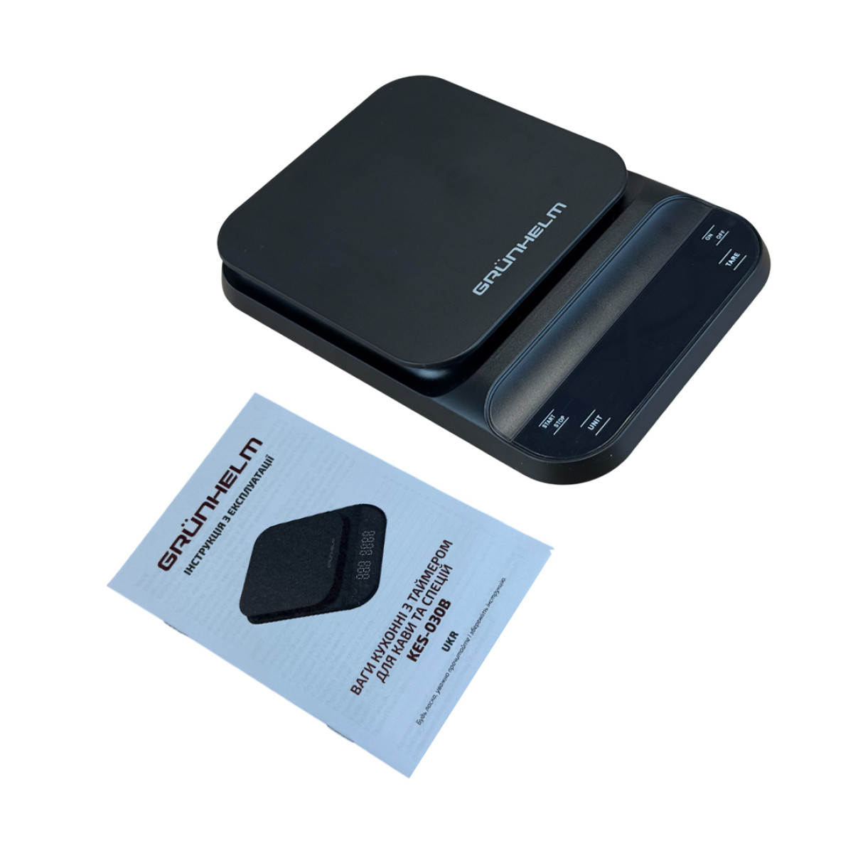 Весы кухонные с таймером для кофе и специй - KES-030B черные Grunhelm