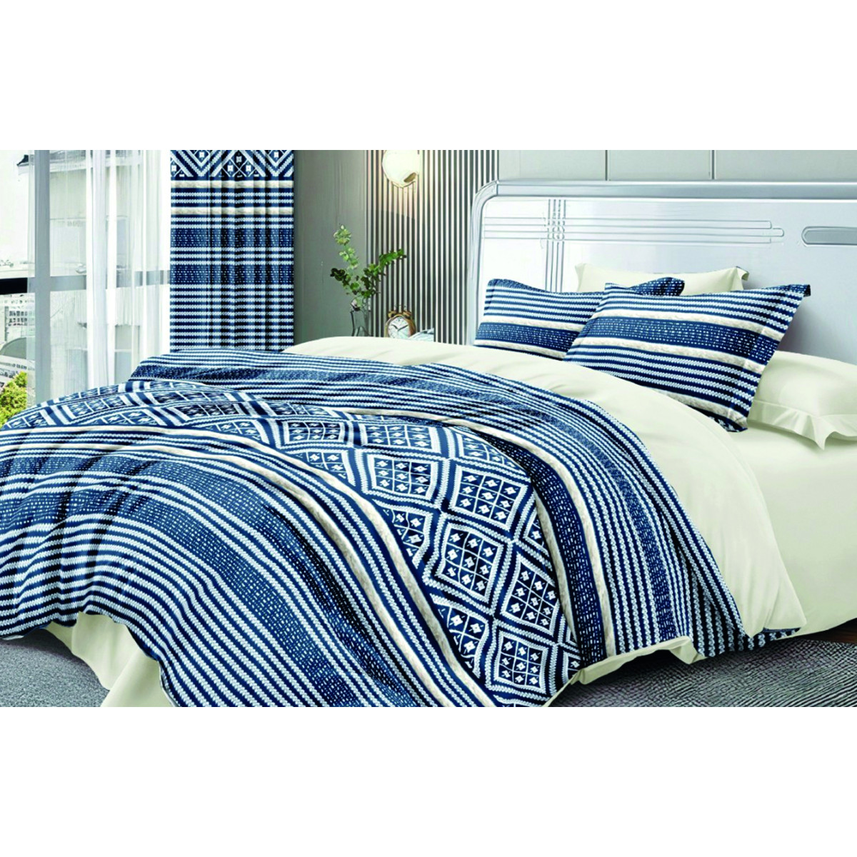 Комплект постільної білизни VS-BM1.5-114 Глибока блакить, півтораспальний VERSAILLES