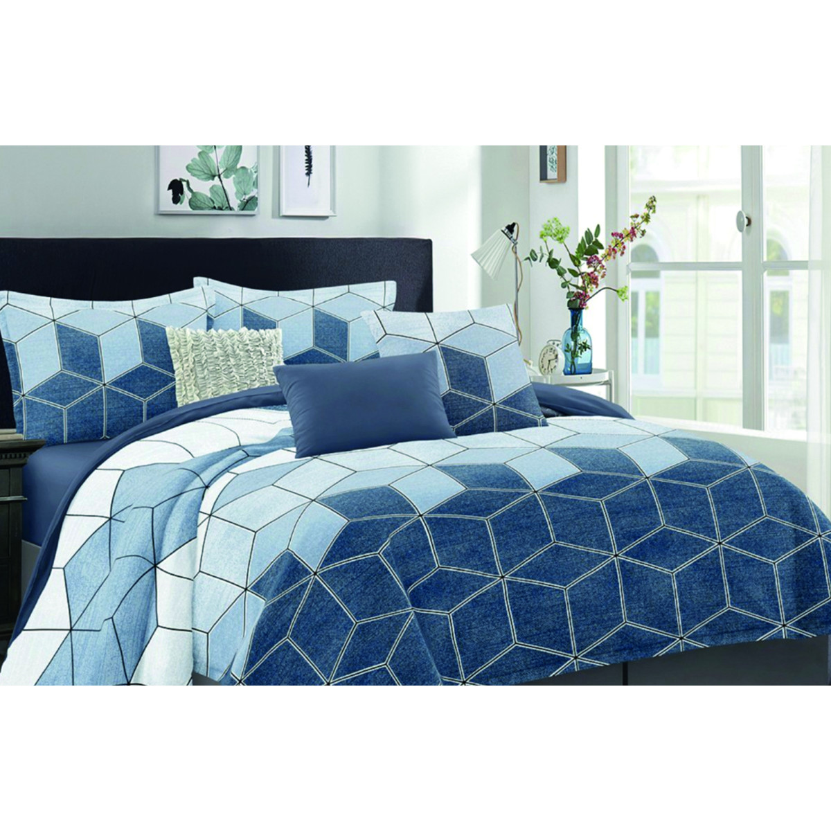 Комплект постельного белья VS-BM1.5-117 Оттенки синего, полутораспальный VERSAILLES