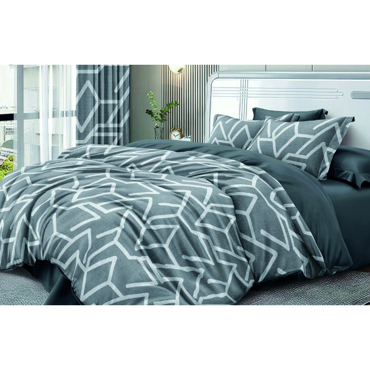 Комплект постельного белья VS-BM2.0-113 Графитовый ритм, двуспальный VERSAILLES