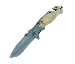 Нож туристический складной со стропорезом и стеклобоем Haisser 23548