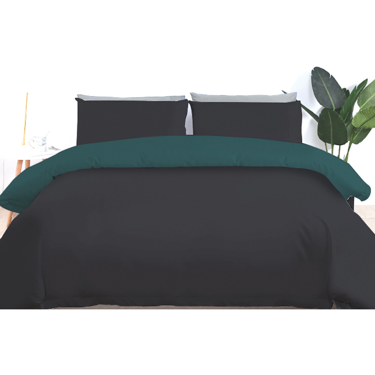 Комплект постельного белья VS-BS2.5-201 Черный-Изумруд, семейный VERSAILLES