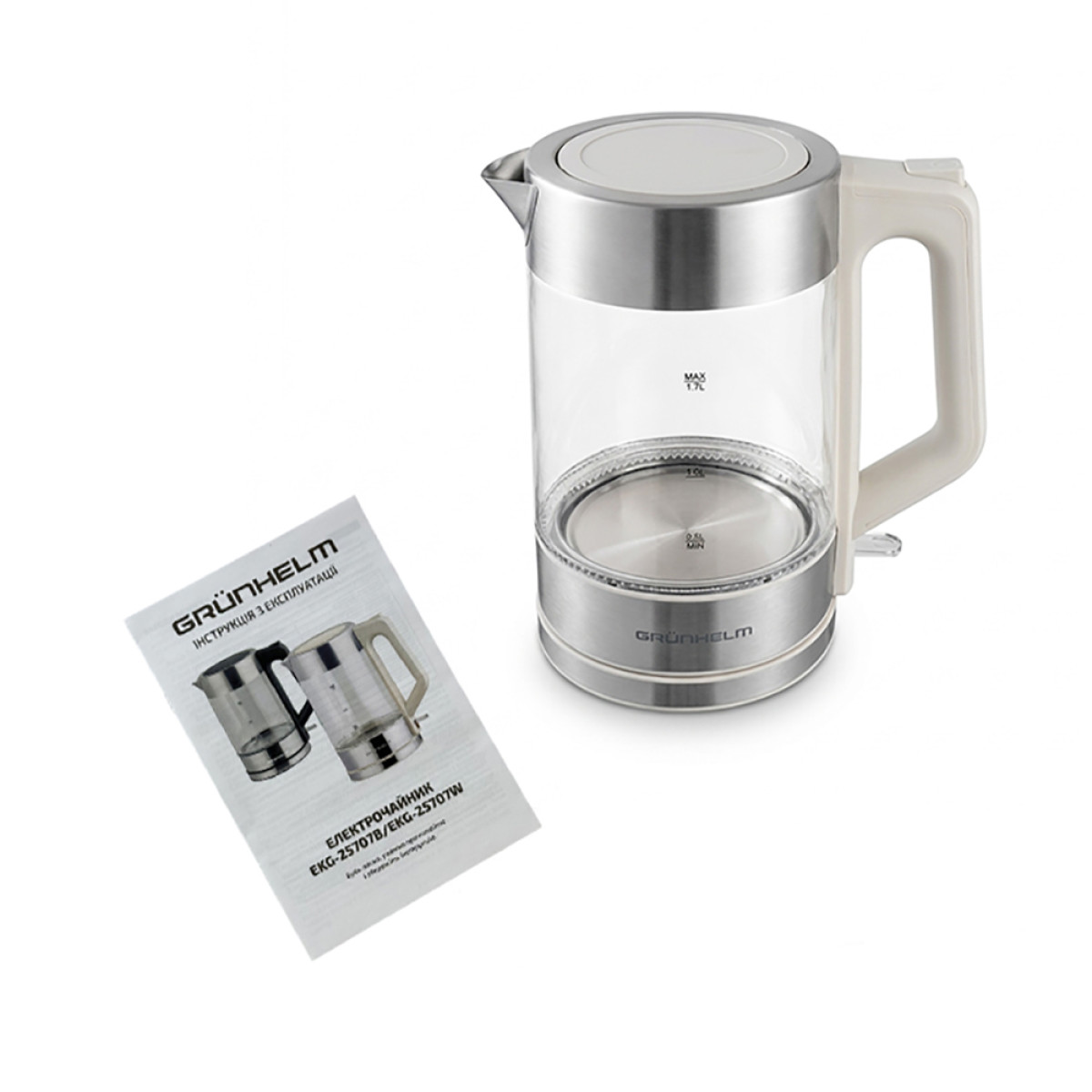 Електрочайник Скло - EKG-25707W білий Grunhelm